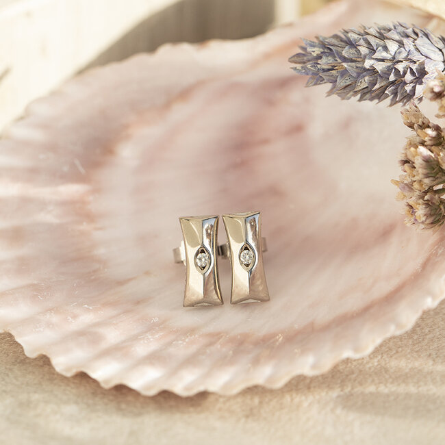 Weißgoldene Ohrstecker Diamant 14 Karat