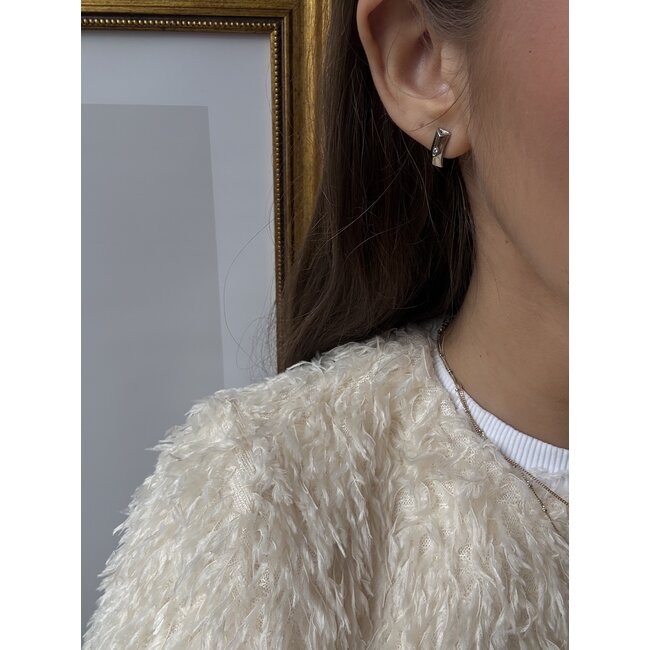 White gold ear studs diamond 14 karat