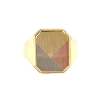 Tricolour gold signet ring