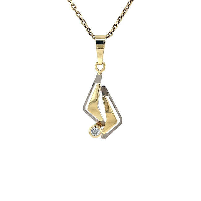 Bicolour gouden hanger met zirkonia 14 karaat