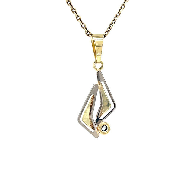 Bicolour gouden hanger met zirkonia 14 karaat