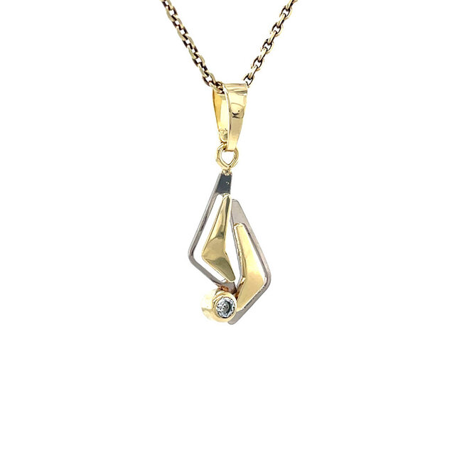 Bicolour gold pendant with zirconia 14 karat