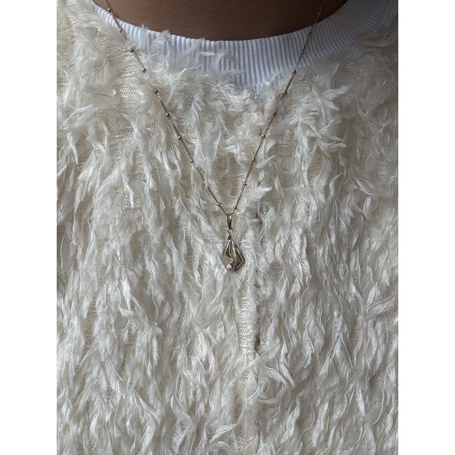 Bicolour gouden hanger met zirkonia 14 karaat