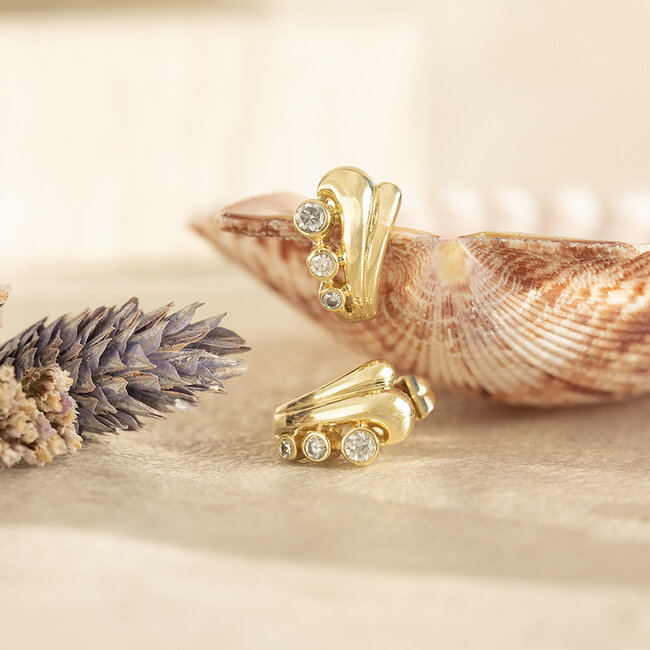 Gold stud earrings with zirconia 14 karat