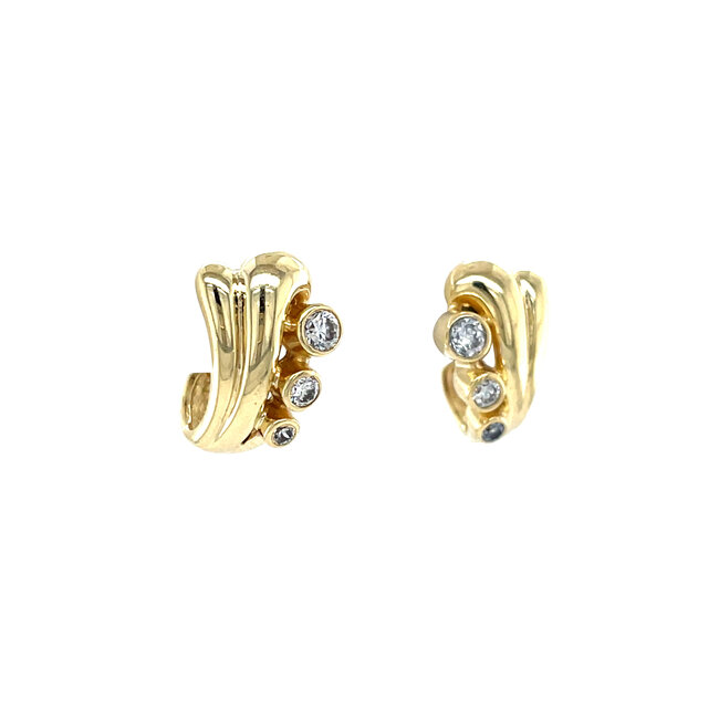 Gold stud earrings with zirconia 14 karat