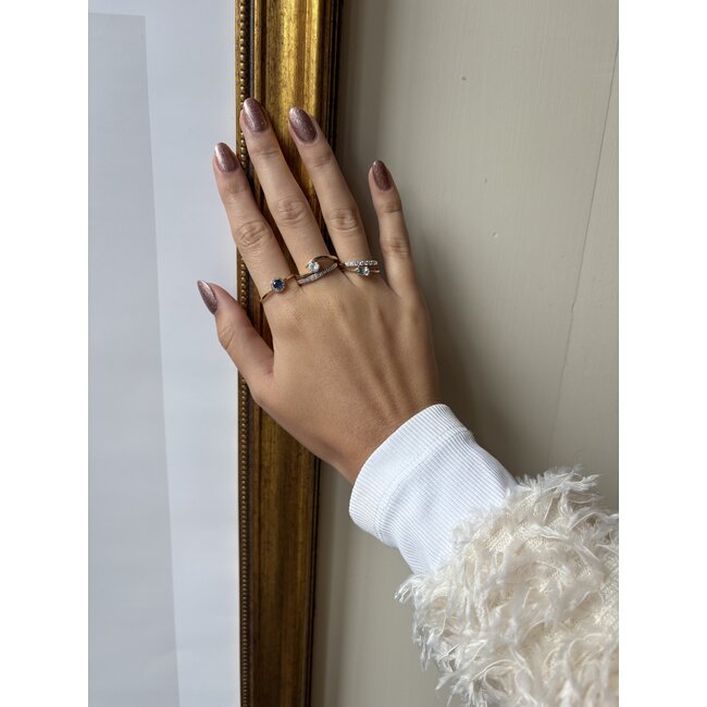 Gouden memoire ring met diamant 14 karaat* nieuw