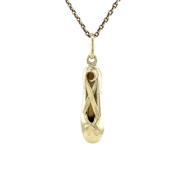 Gold ballet shoe pendant 14 karat