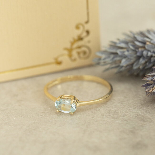 Goldener Solitärring mit Topas 14 Karat*neu