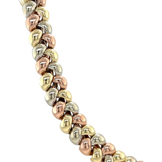 Tricolor goldener Choker 42 cm 14 Karat