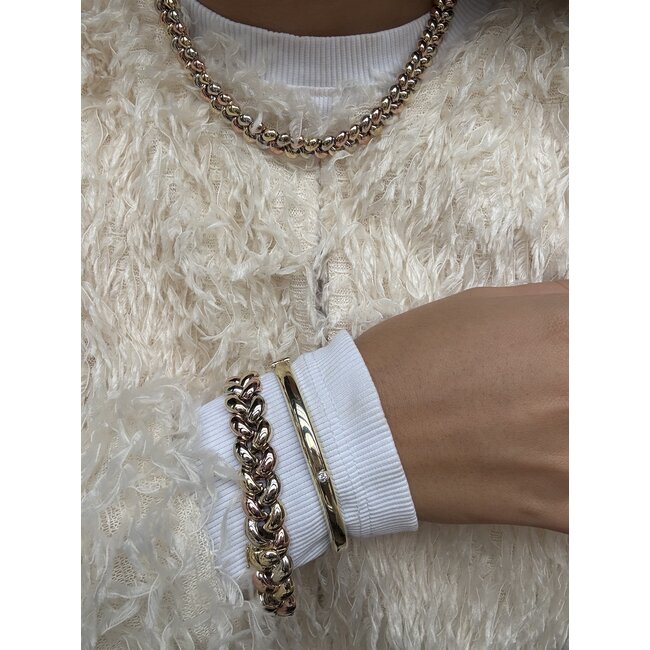 Tricolor goldener Choker 42 cm 14 Karat