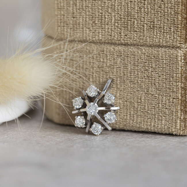 Witgouden entourage hanger met diamant 14 karaat