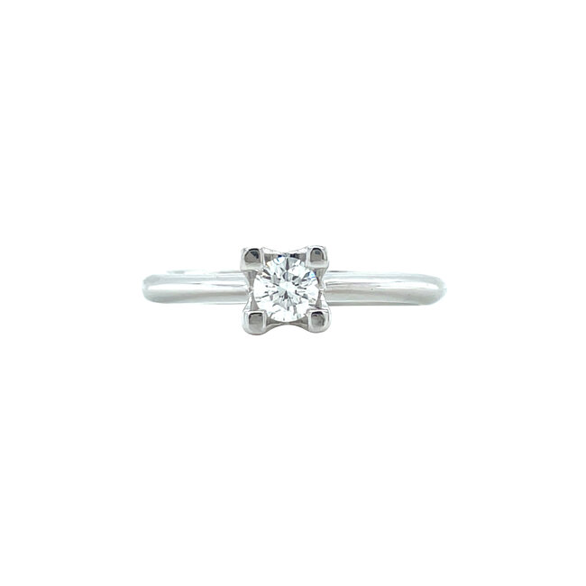 Witgouden solitair ring met diamant 18 karaat