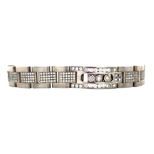 Witgouden heren schakel armband met diamant 18 karaat