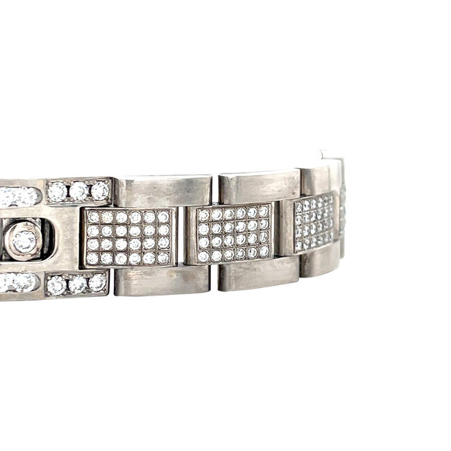 Witgouden heren schakel armband met diamant 18 karaat