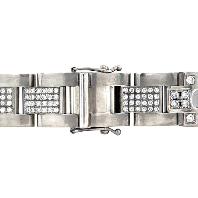 Witgouden heren schakel armband met diamant 18 karaat