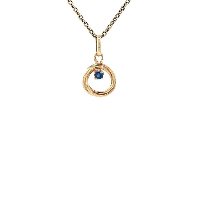 Goldener Anhänger mit Saphir 14 Karat