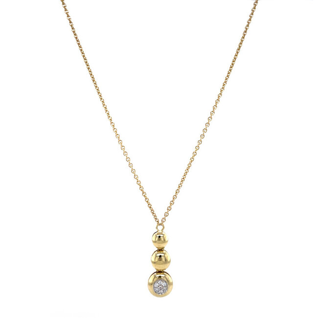 Gouden choker met diamant hanger 46 cm 14 karaat