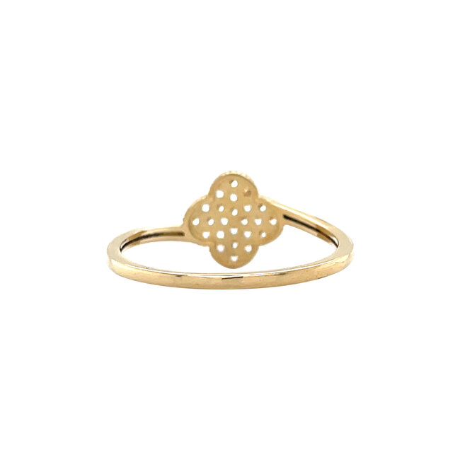 Gold ring with 4-leaf clover zirconia 14 karat