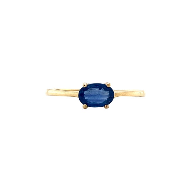 Gouden solitair ring met saffier 14 karaat* nieuw