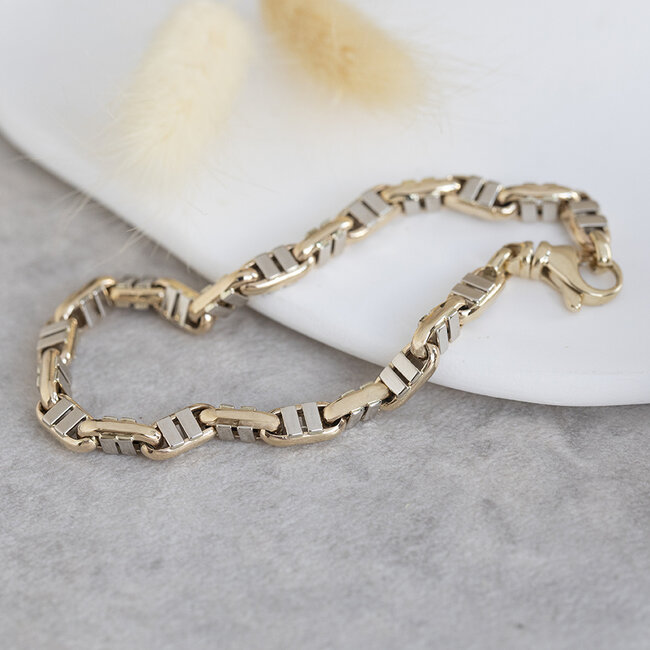 Goldenes Armband bicolor 20 cm 14 Karat