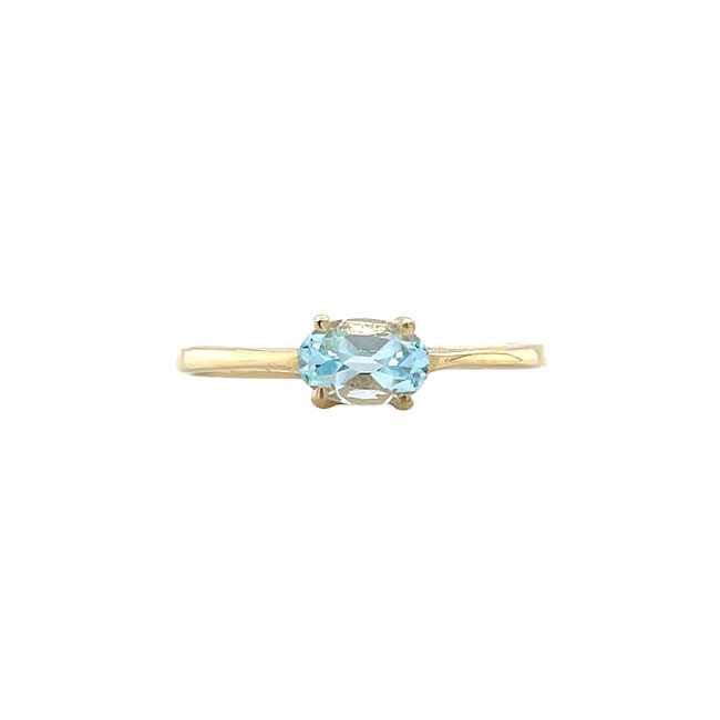 Gouden solitair ring met aquamarijn 14 karaat* nieuw