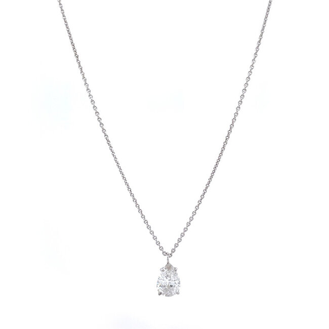 Witgouden collier met diamant hanger 14 karaat