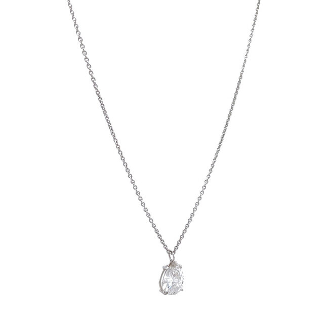 White gold necklace with diamond pendant 14 karat