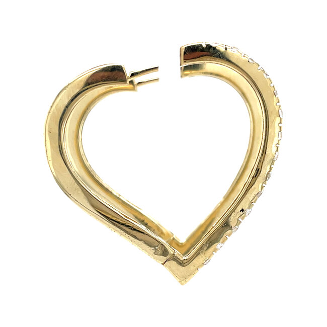 Gouden hart oorringen met zirkonia 14 karaat