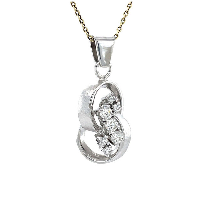 Witgouden hanger met diamant 14 karaat