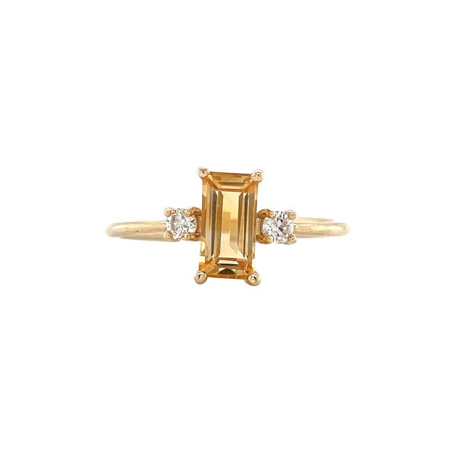Goldener Ring mit Citrin und Diamant 14 Karat* neu