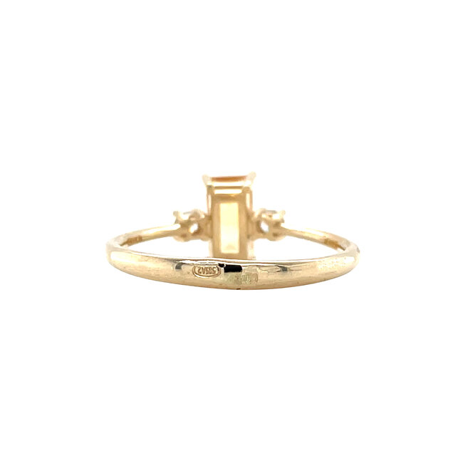 Gouden ring met citrien en diamant 14 karaat* nieuw