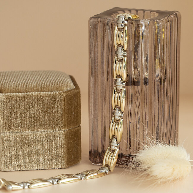 Goldenes Armband bicolor 20 cm 14 Karat