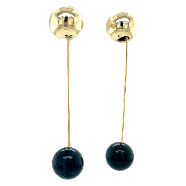 Ear studs with moss agate 12 karat