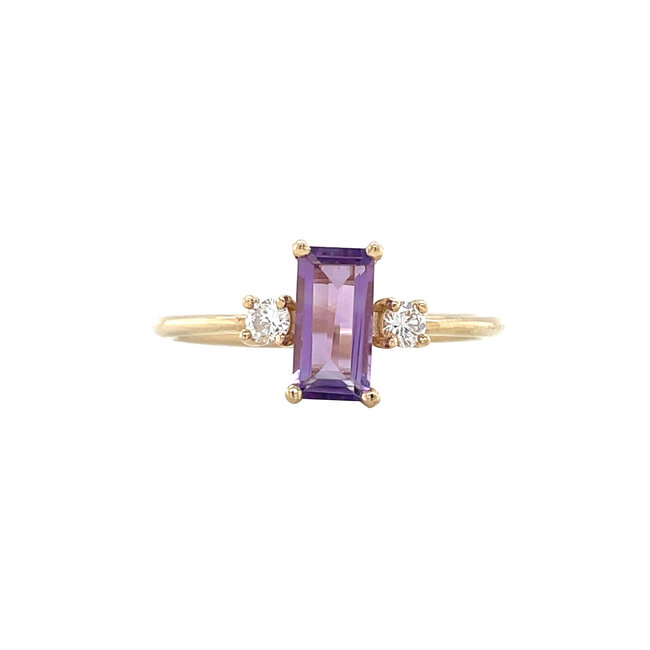 Goldener Ring mit Amethyst und Diamant 14 Karat* neu