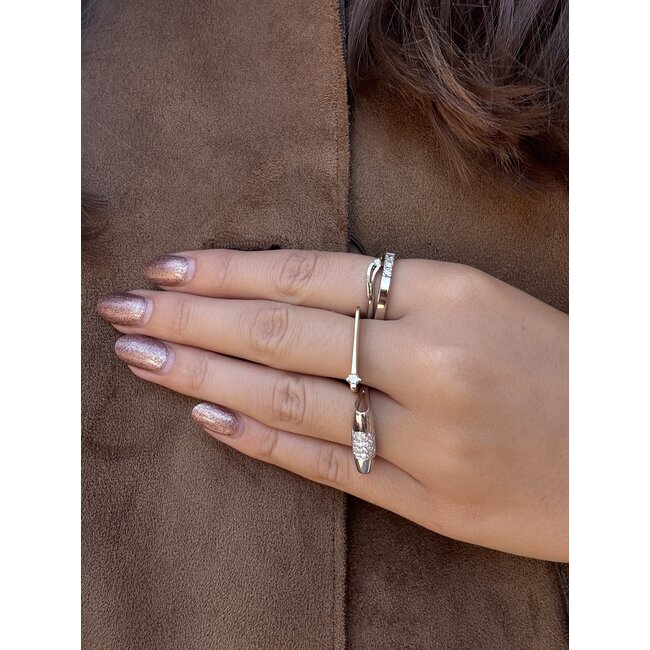 Weißgoldenes Memoirering mit Diamant 14 Karat