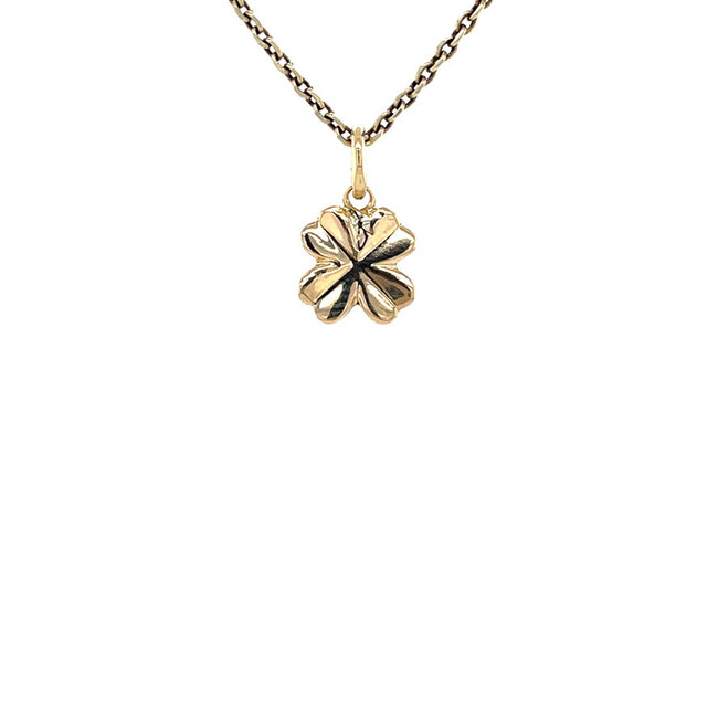Goldenes vierblättriges Kleeblatt-Anhänger 14 Karat