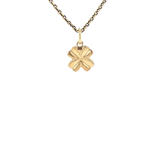 Goldenes vierblättriges Kleeblatt-Anhänger 14 Karat