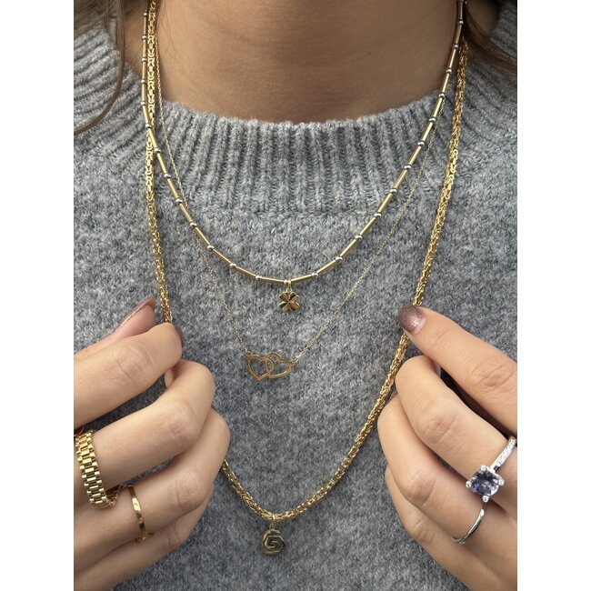 Goldenes vierblättriges Kleeblatt-Anhänger 14 Karat