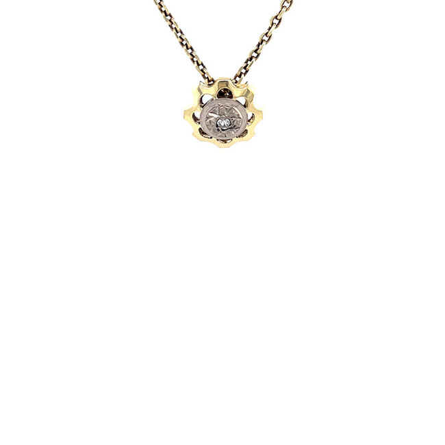 Bicolour gouden hanger met diamant 14 karaat