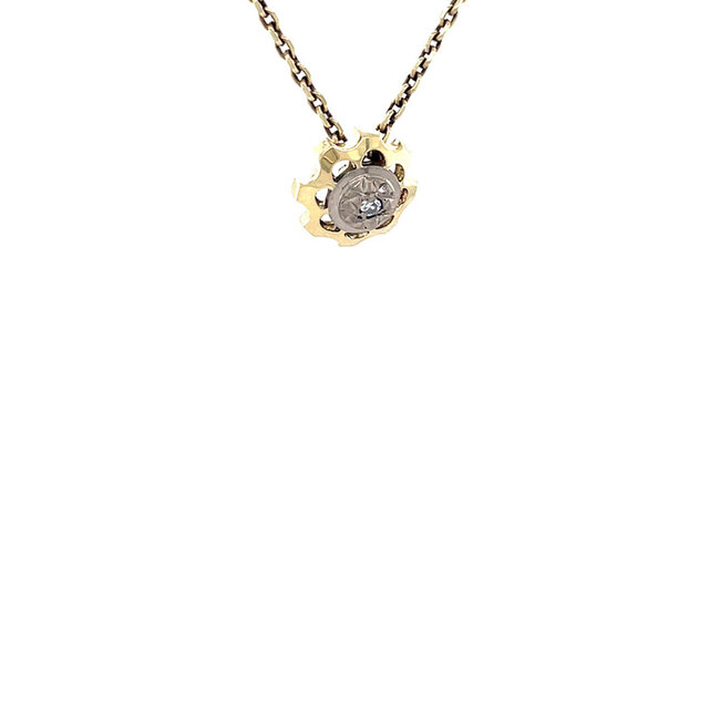 Bicolour gouden hanger met diamant 14 karaat
