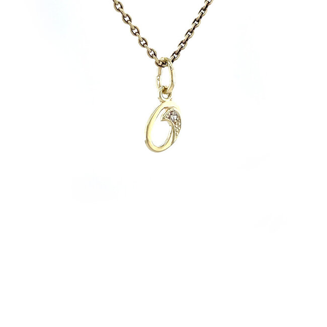 Goldener Buchstabe O Anhänger mit Diamant 14 Karat