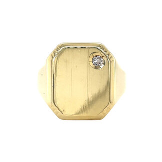 Gouden zegelring zirkonia