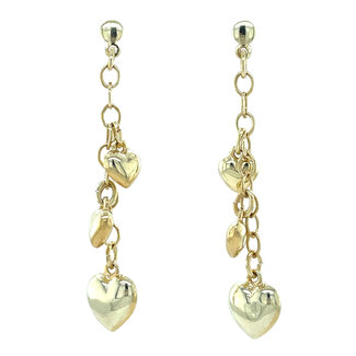 Gold stud earrings with hearts