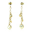 Gold stud earrings with dangling hearts 14 karat