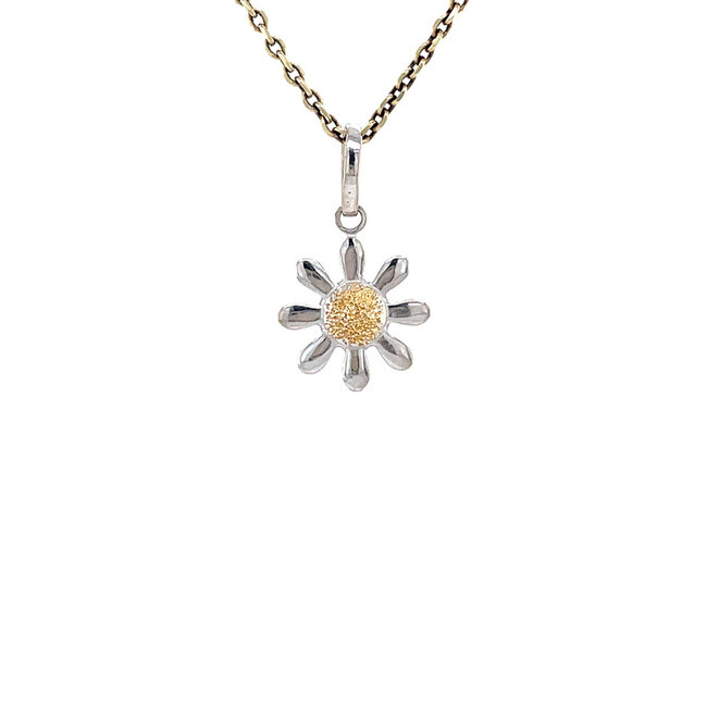 Bicolour gold flower pendant 18 karat