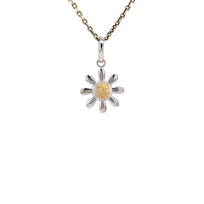 Bicolour gouden bloem hanger 18 karaat