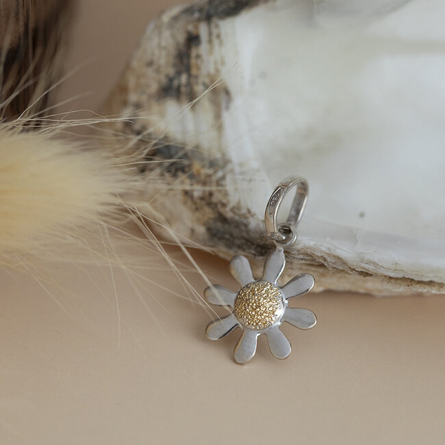 Bicolor goldene Blumenanhänger 18 Karat