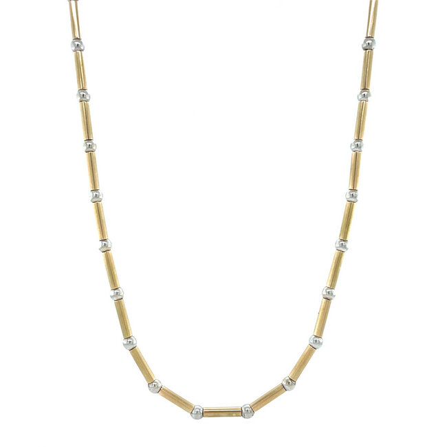 Gouden staafjes collier 45.5 cm 14 karaat