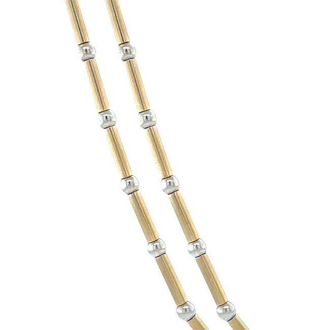 Gouden staafjes collier 45.5 cm 14 karaat