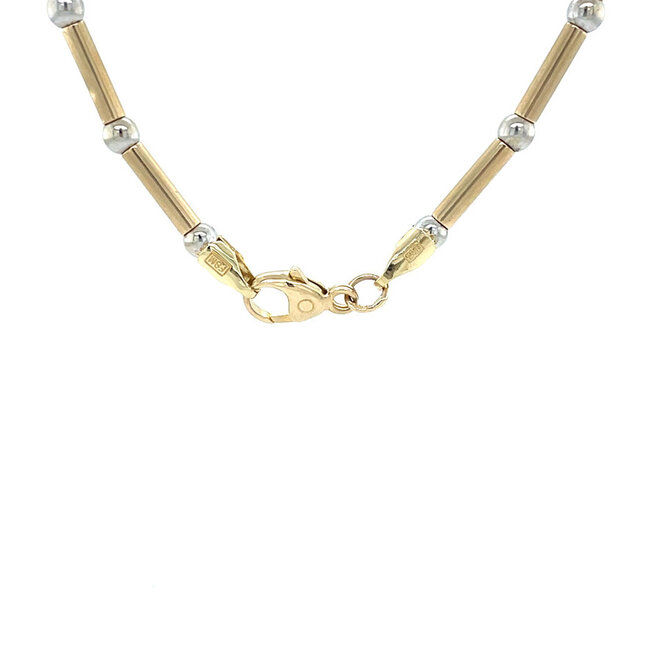 Gouden staafjes collier 45.5 cm 14 karaat
